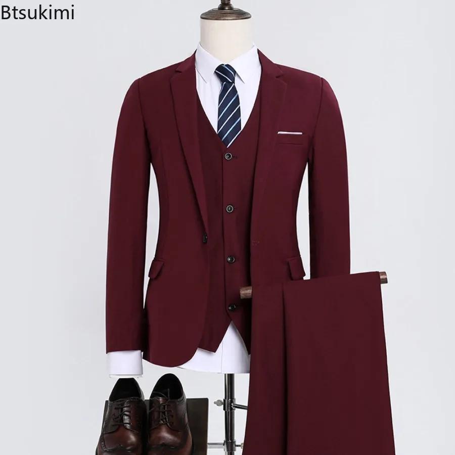 Costume d'affaires coupe cintrée pour hommes, grande taille S-6XL, vêtements formels de travail professionnel, robe de marié, ensembles deux pièces pour hommes
