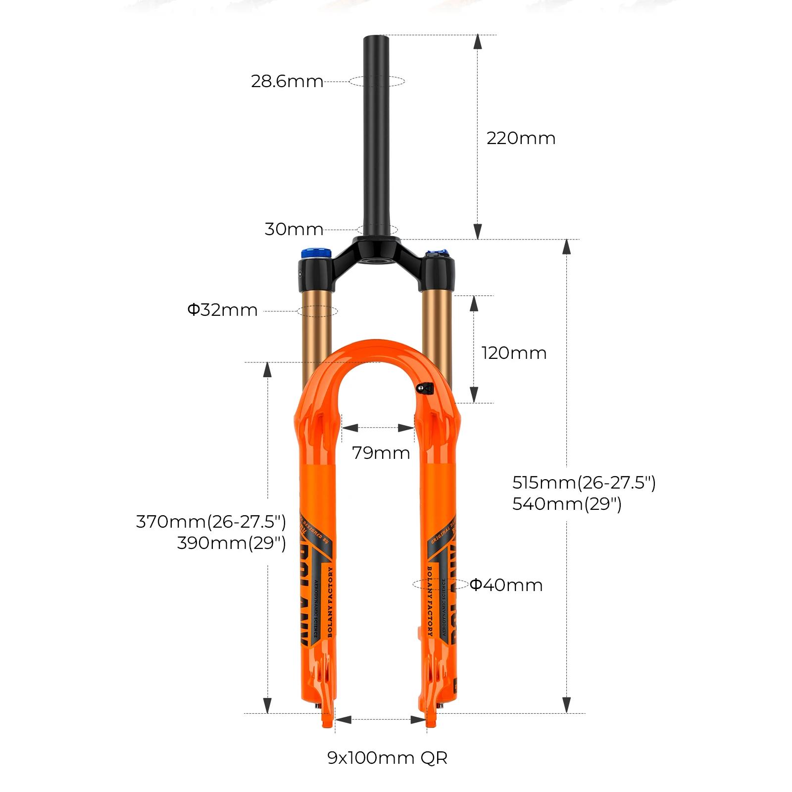 Fourche à air BOLANY suspension 120mm alliage magnésium pour vélo de montagne trail enduro cross-country occasions spéciales