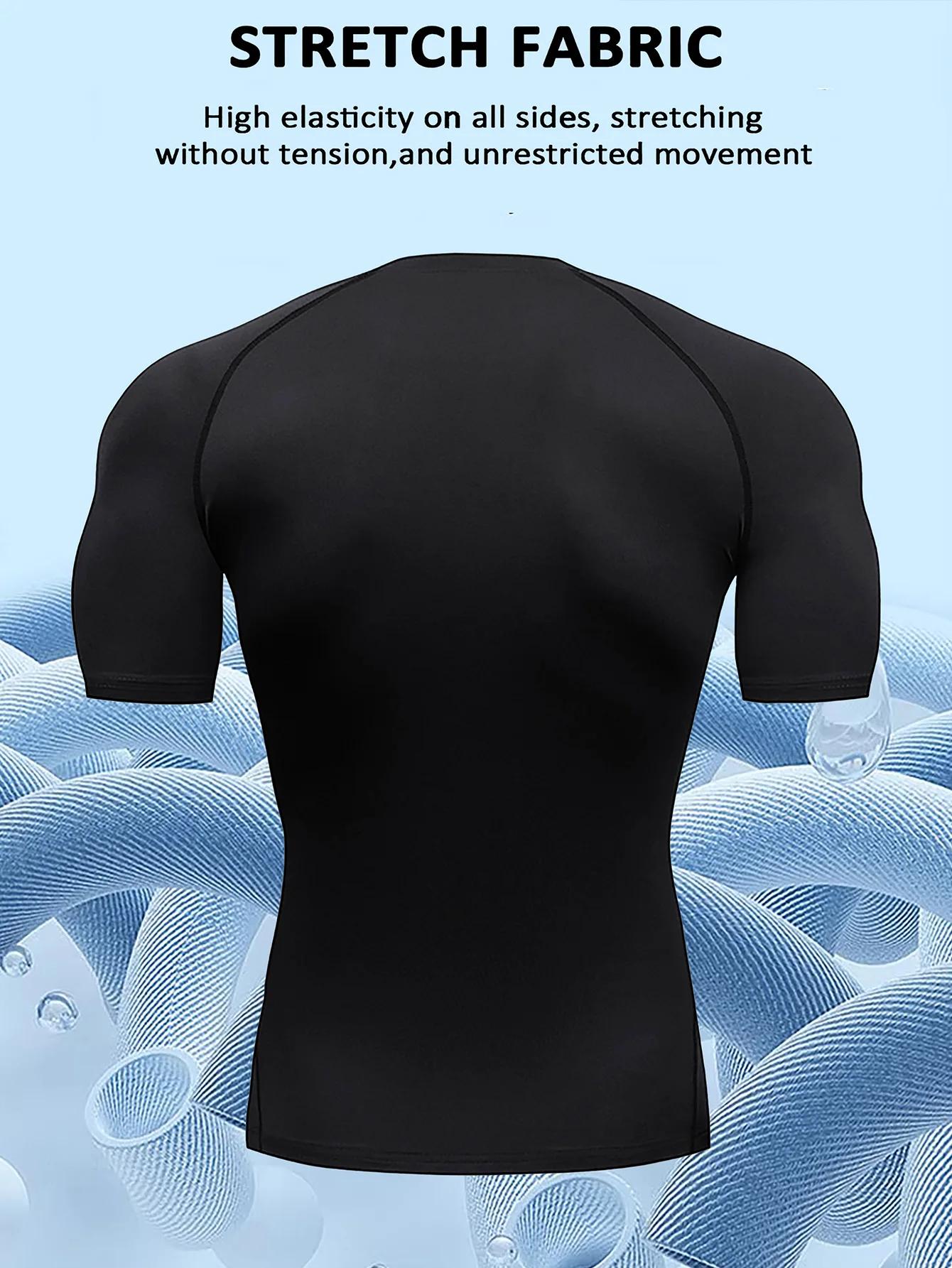 Vêtements de sport pour hommes, t-shirt de sport à manches courtes respirant et hautement élastique pour hommes, course à pied