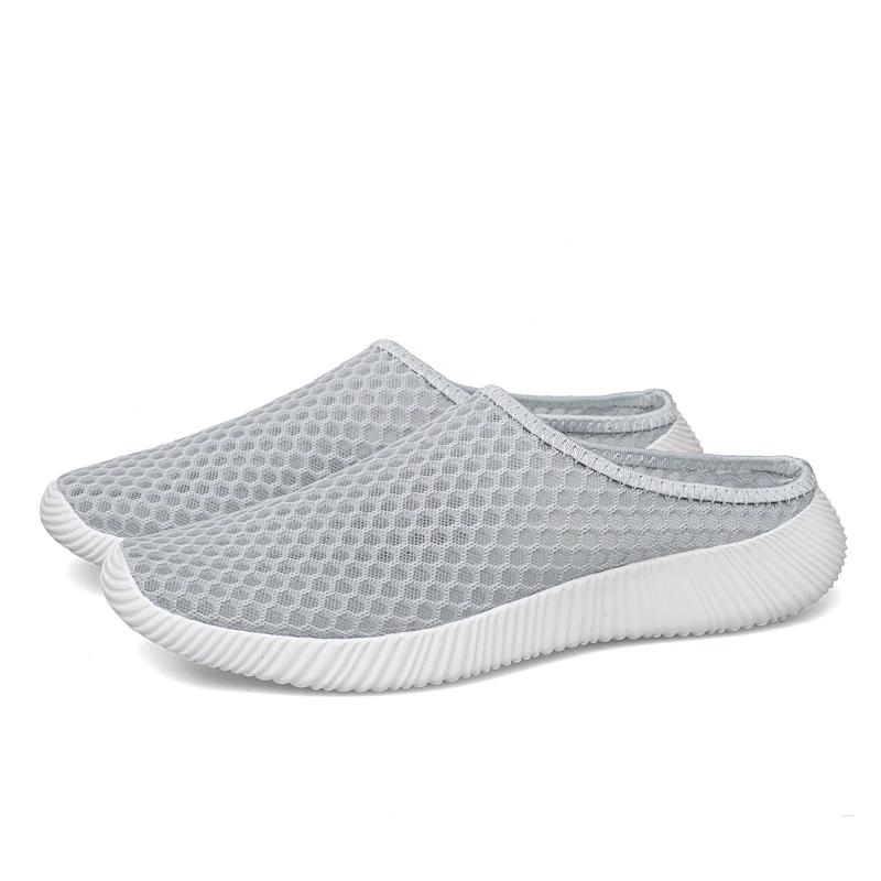 Chaussures d'été femmes demi-pantoufles maille unisexe - Tennis légères respirantes intérieur extérieur mode