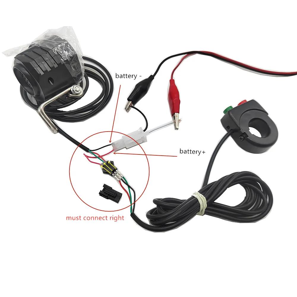 Lumière de vélo électrique/lumière de vélo électrique 12W 36V 48V avec interrupteur de klaxon lampe de poche étanche