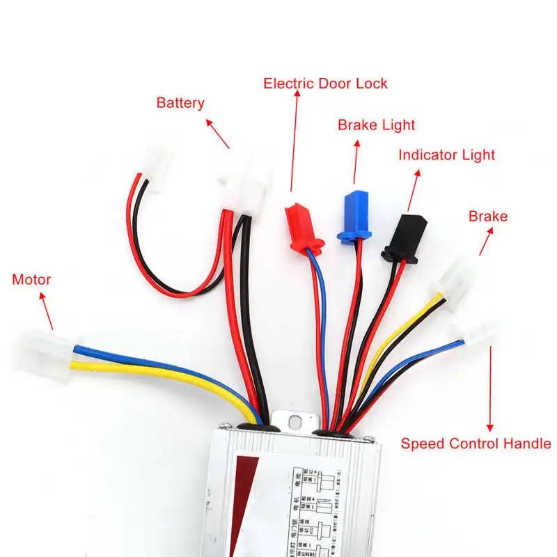 Contrôleur de moteur de vélo électrique 12V/24V/36V 500W brossé et 3 poignées d'accélérateur pour vélos et Tricycles électriques