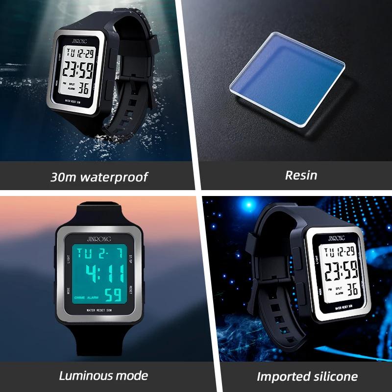 Montre de sport pour femme, montre de sport numérique, étanche 50 m, grand écran numérique, cadran carré
