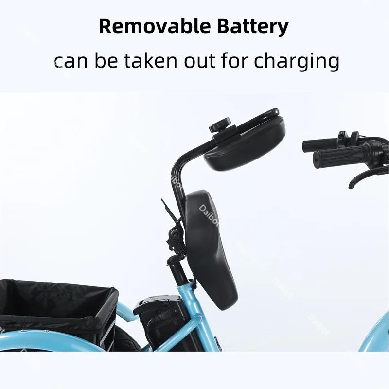 Vélo électrique pliable de 18 pouces à 3 roues pour adultes, tricycle électrique de 350W pour personnes âgées, vélo électrique avec panier et batterie amovible