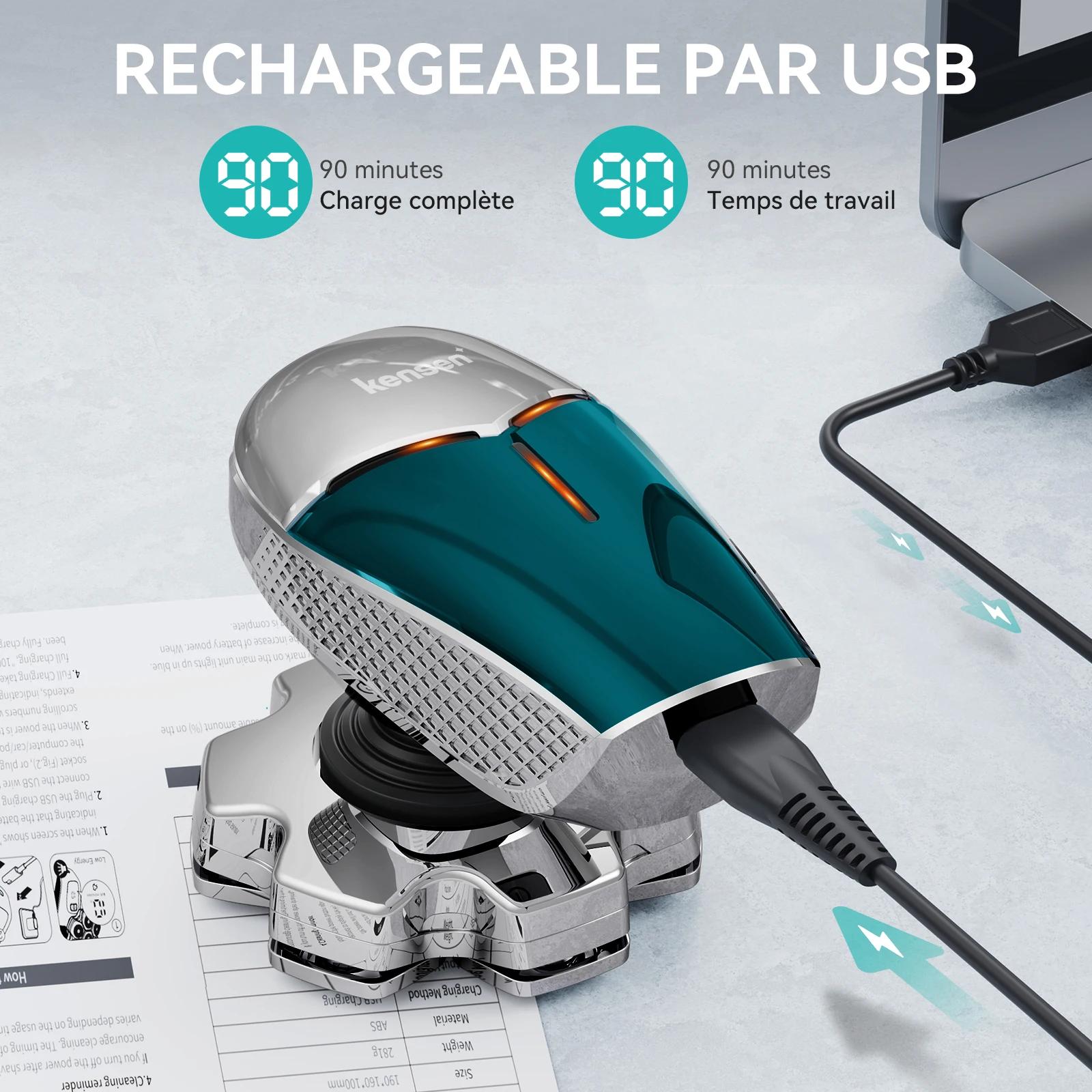 KENSEN 5 en 1 rasoir électrique à tête magnétique 7D lame flottante Kit de toilettage pour hommes
