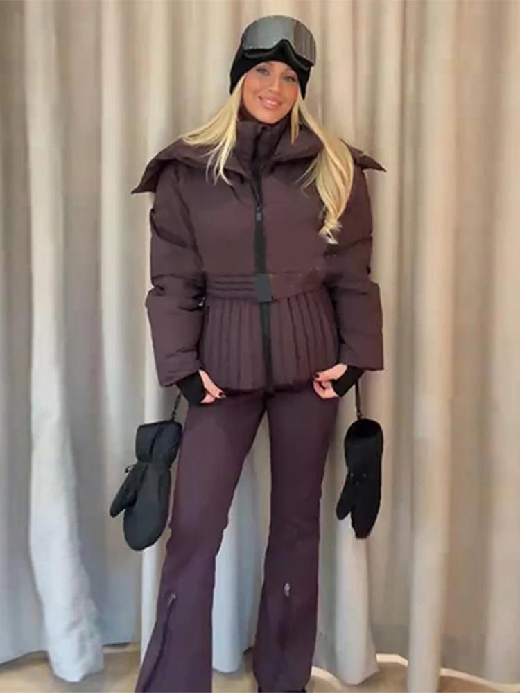 Manteau bouffant en coton verni brillant à capuche pour femme, mode manches longues, vêtements d'extérieur matelassés Chic, veste d'hiver 2025