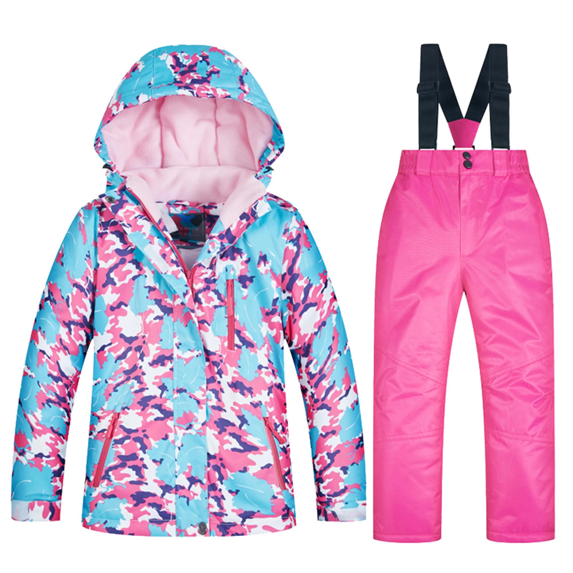 Combinaisons de ski pour enfants, veste de snowboard pour enfants, pantalons à bavette, coupe-vent, imperméables, combinaisons de neige chaudes, vêtements d'hiver pour filles et garçons