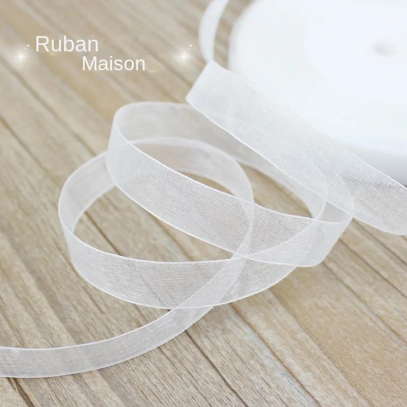 (50 yards/rouleau) rubans en Organza 12/15/20/25/40/50mm