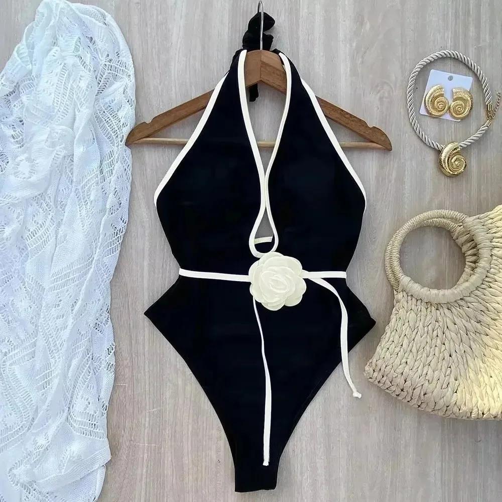 Maillot de bain une pièce femme sexy push-up - Body solide à lacets effet galbant plage