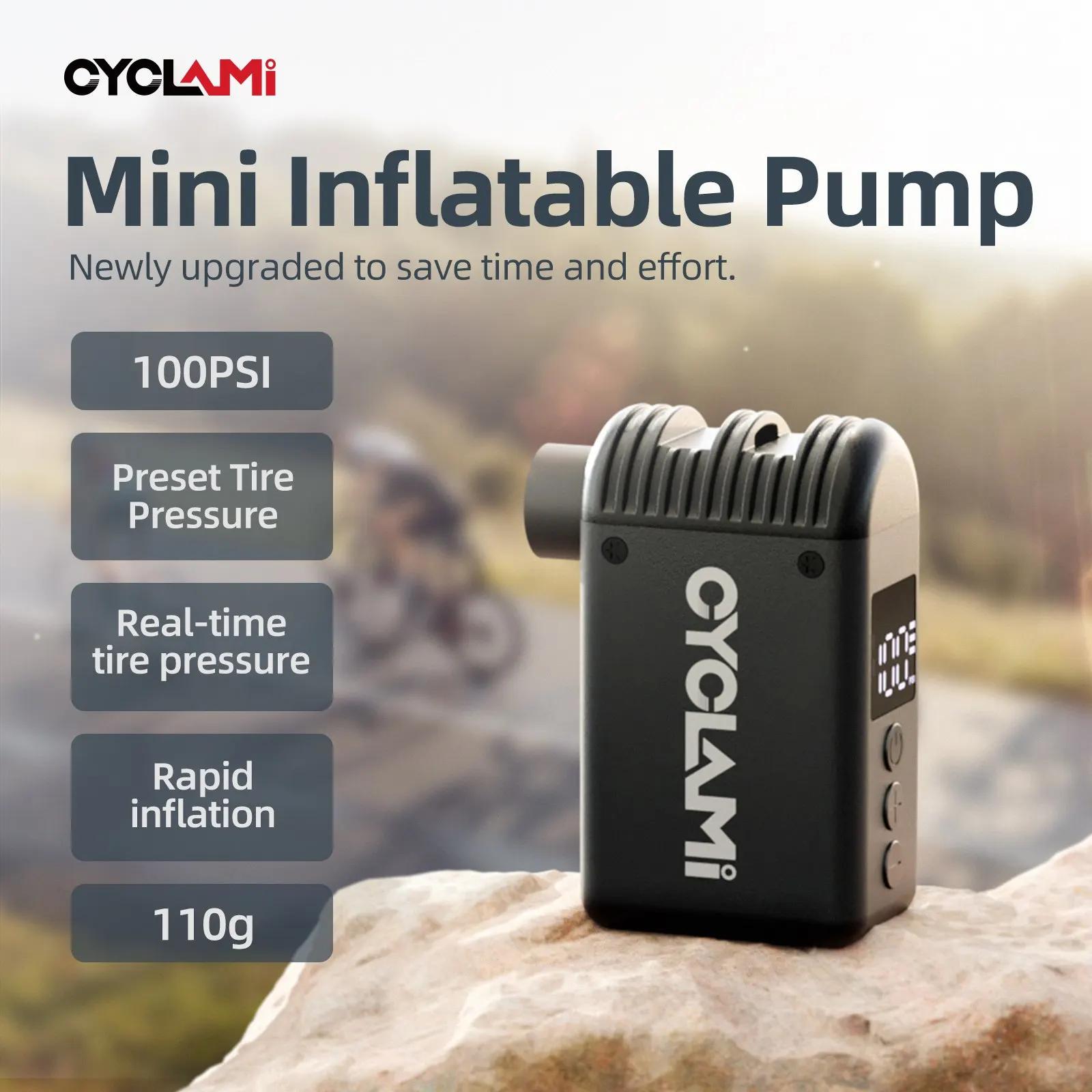 CYCLAMI Mini pompe à air électrique portable pour vélo de poche, valve Schrader Presta, compresseur rechargeable rapide pour pneus de route
