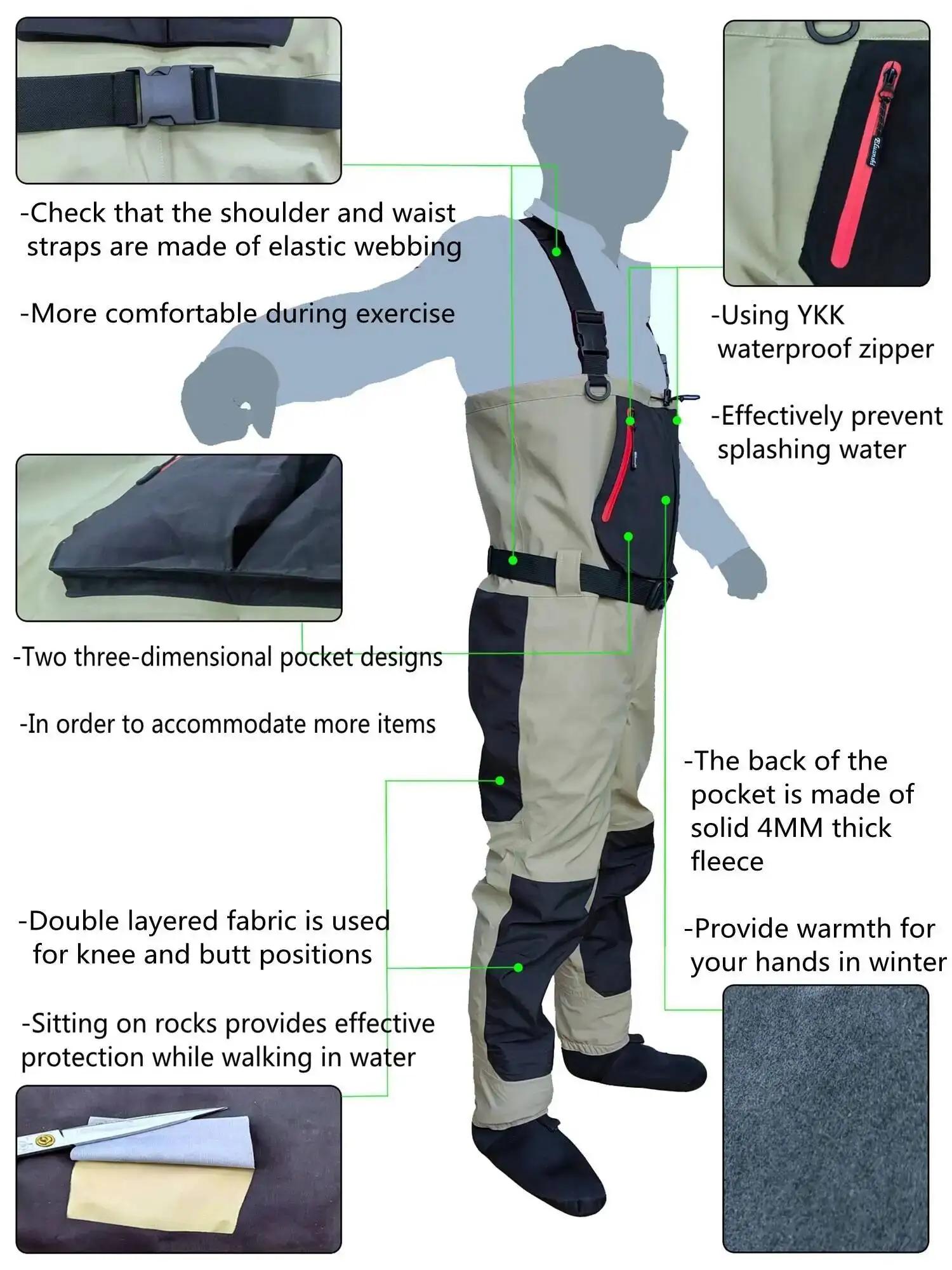 Pêche à la mouche enfants à adultes ouateurs pied en néoprène pour hommes chasse sur radeau séchage rapide imperméable e