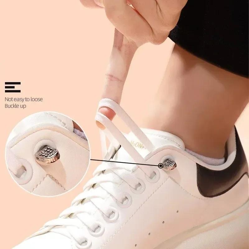 Lacets élastiques sans nœuds pour baskets de sport, système de lacets rapides à verrouillage automatique, lacets larges pour adultes sans attache