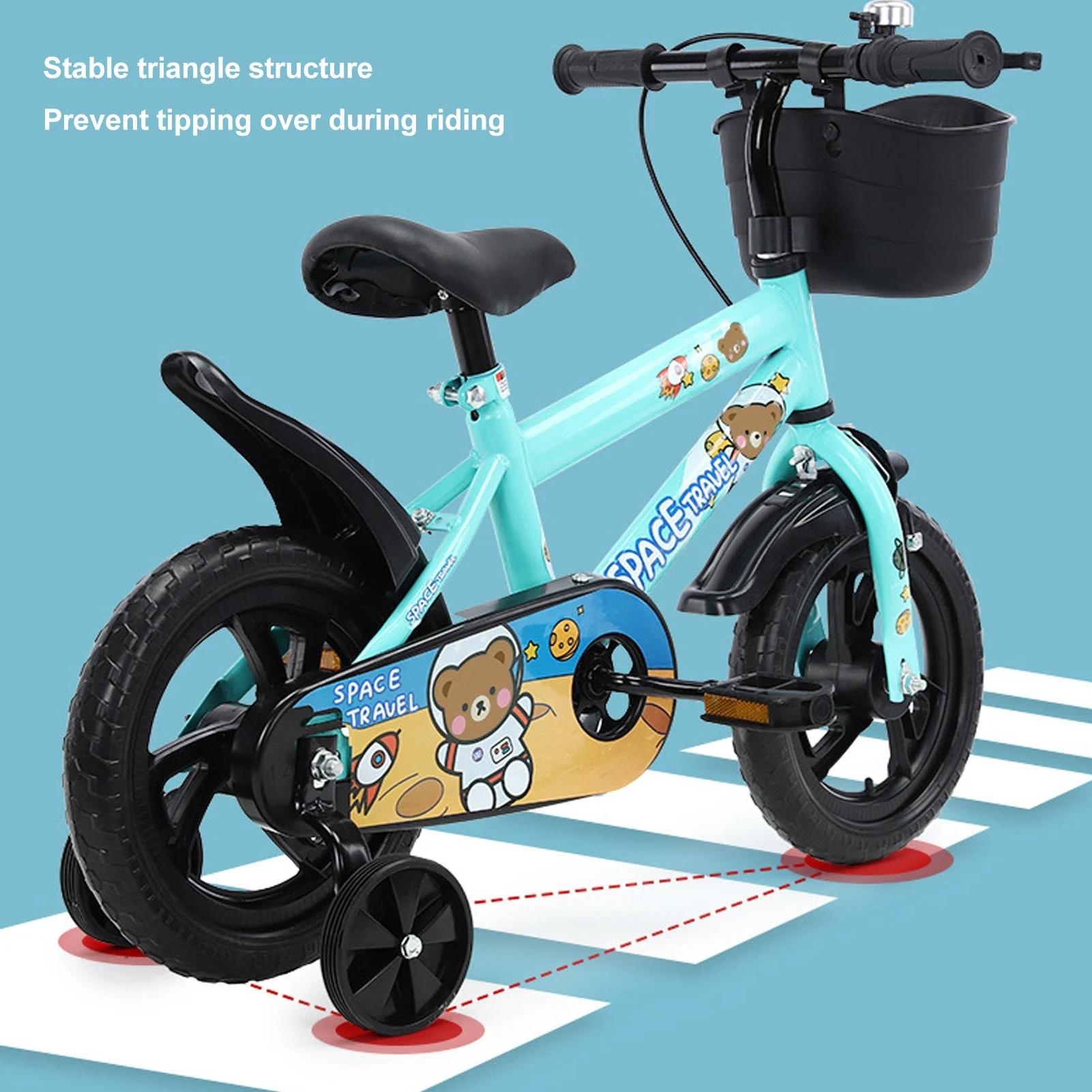 Vélo pour enfants, empêche les pieds coincés, Structure Stable, coussin élastique, vélo pour enfants avec roues d'entraînement pour âgés de 3 à 6 ans