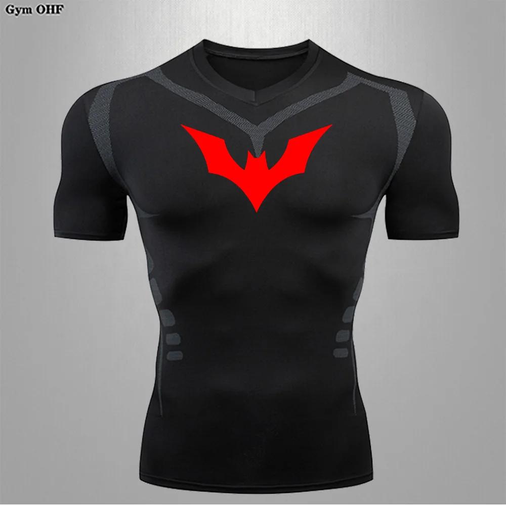 T-shirt compression homme séchage rapide course Gym Fitness serré vêtements sport été respirant araignée manches courtes