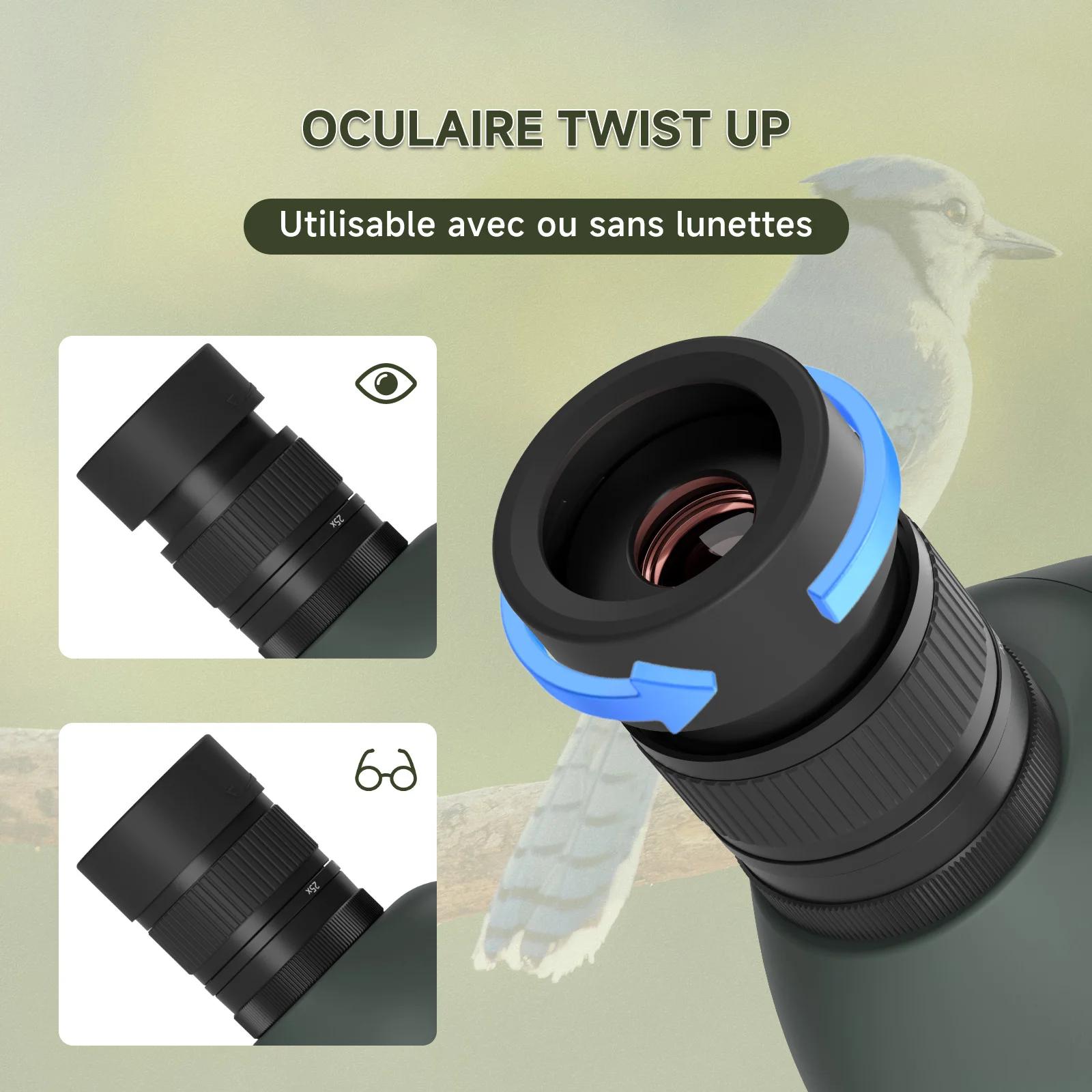 Svbony SV28A Lunette de repérage 25-75x100/20-60x80 FMC Parfaite pour les débutants au tir à l'arc