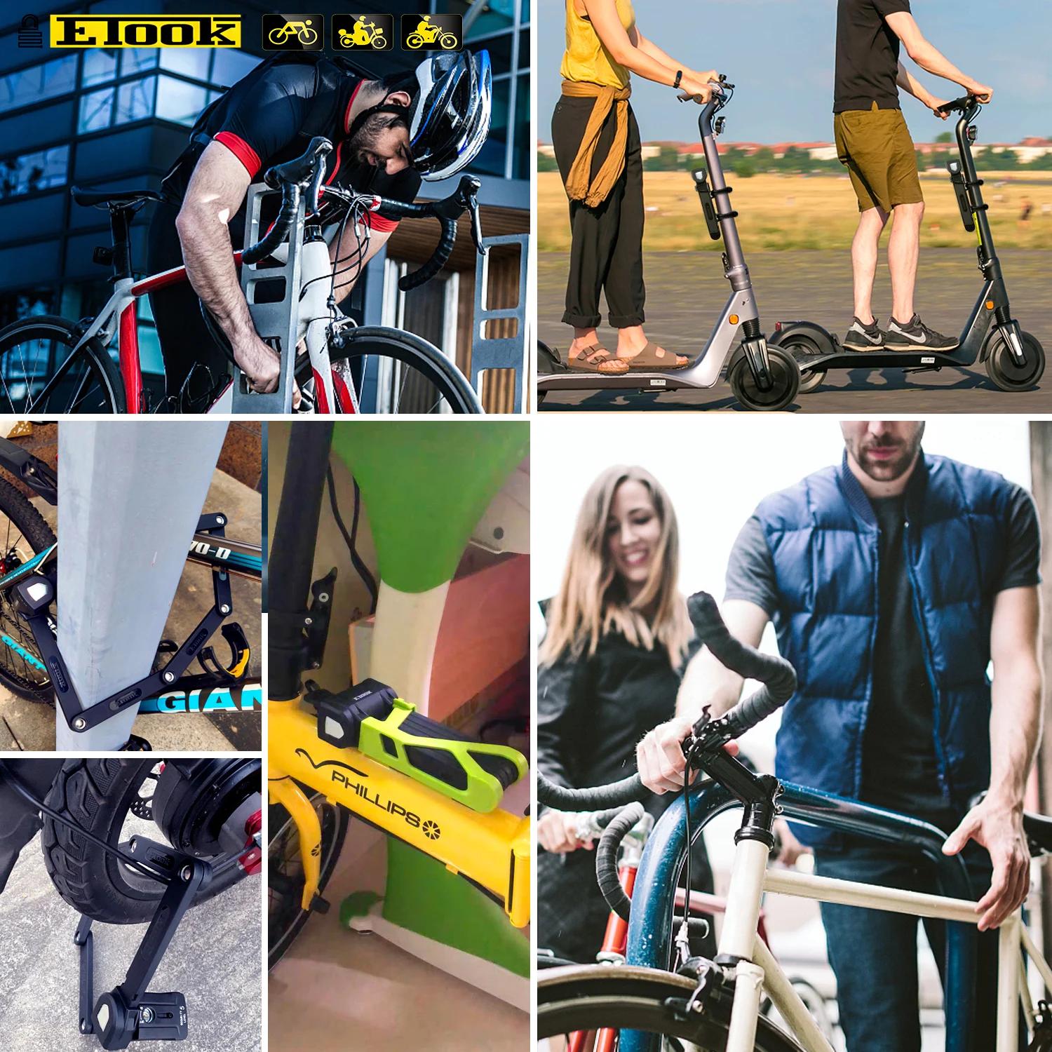 Serrure anti-vol pliable ETOOK pour vélo VTT scooter moto - Acier allié robuste anti-cisaillement hydraulique