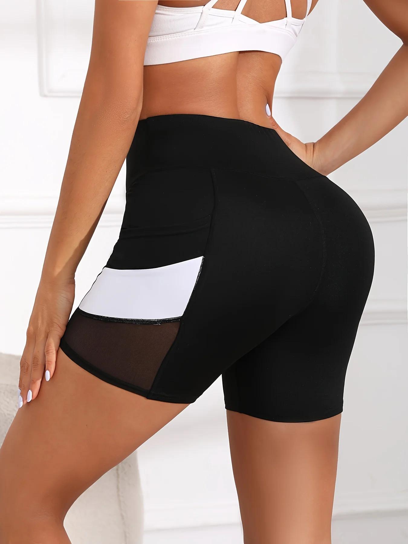 Short de yoga taille haute en maille pour femme avec poches - Confort et style pour vos séances d'exercice