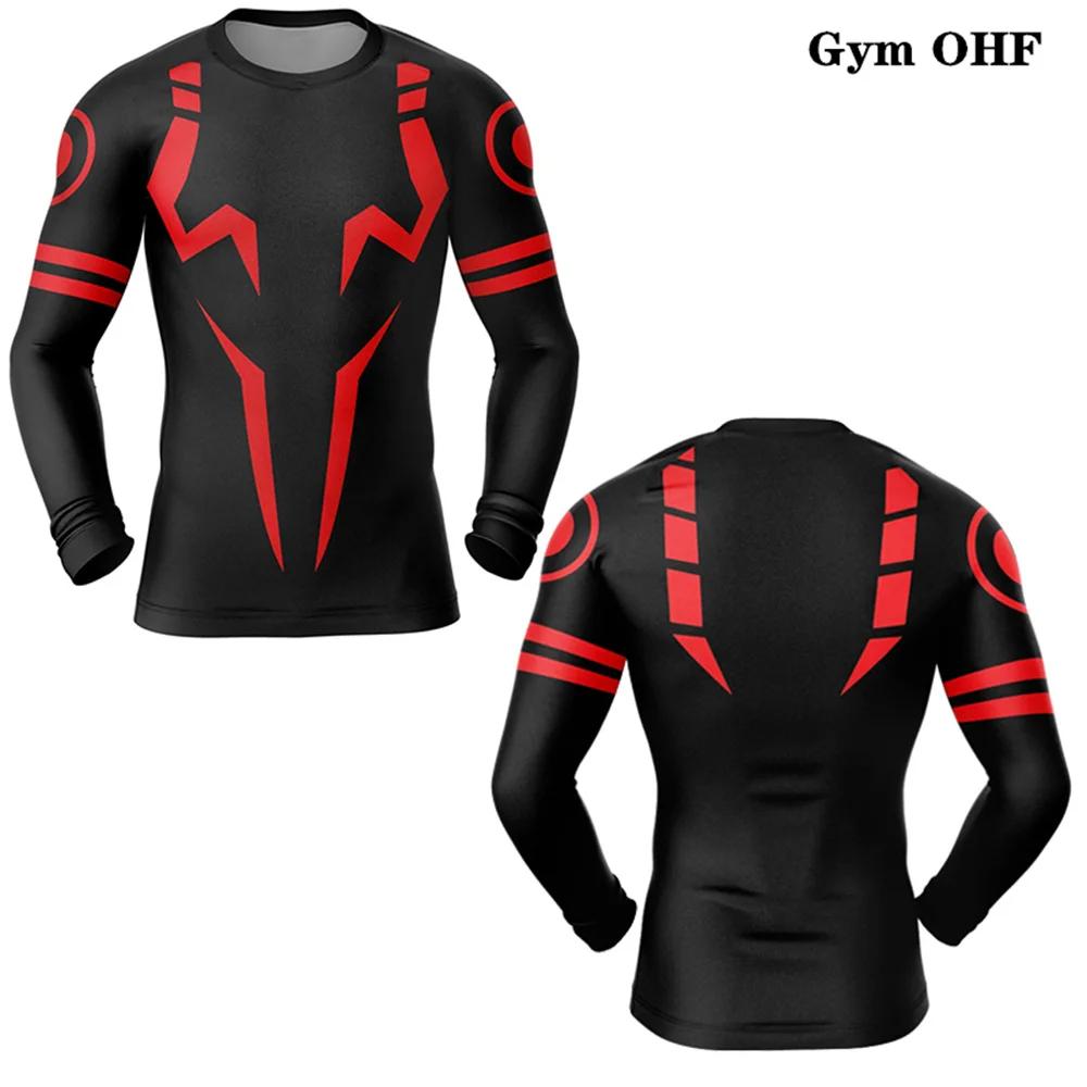 T-shirt Rashgard Jujutsu Kaisen impression 3D homme compression fitness course gymnastique endurance sportif activité physique