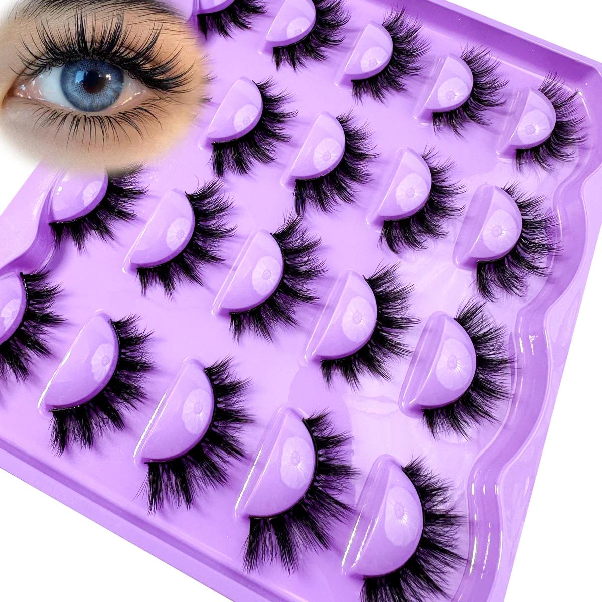Nouveau 10 paires de faux cils naturels complets