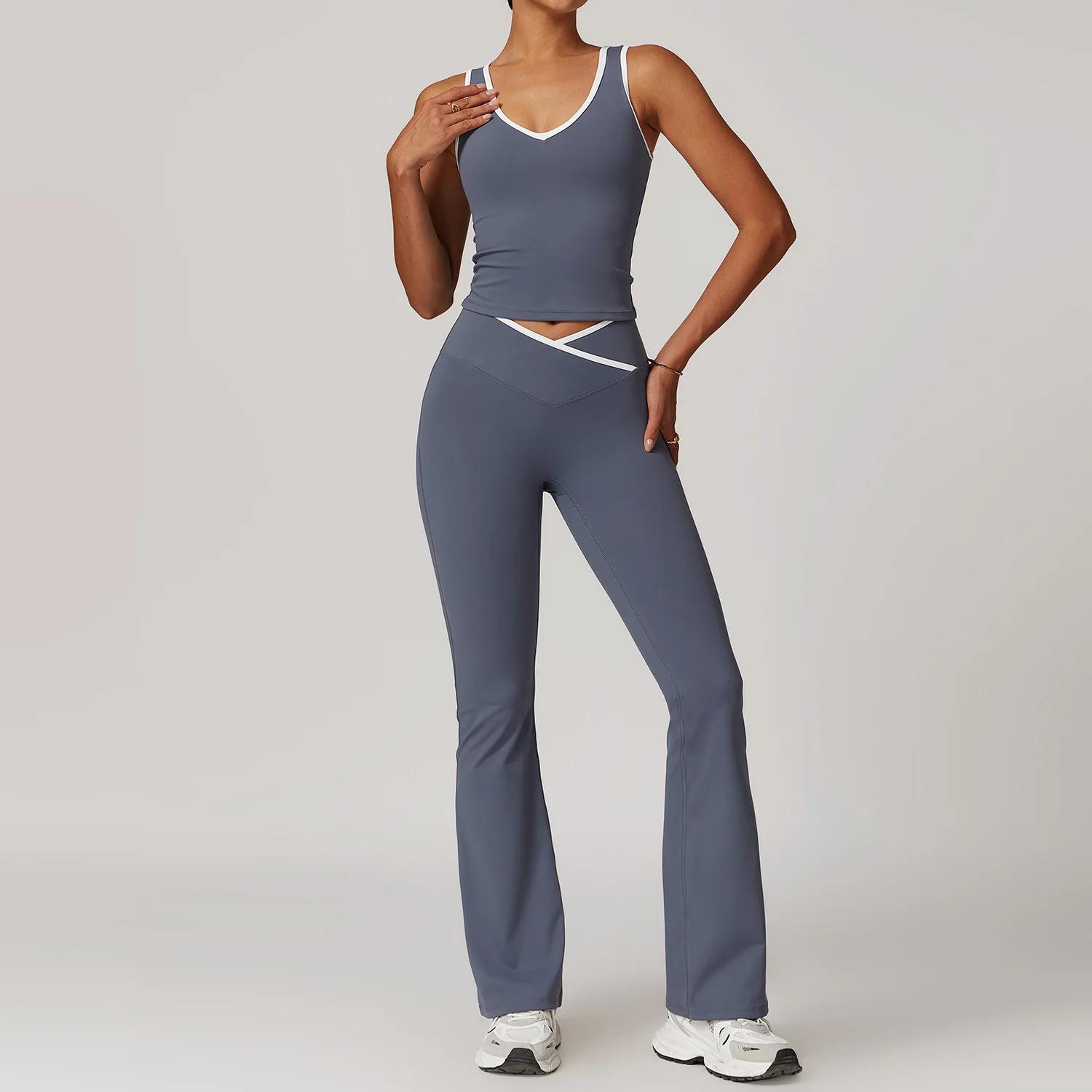 Ensemble yoga 2 pièces femmes fitness - Tenue sport leggings taille haute soutien-gorge athlétique