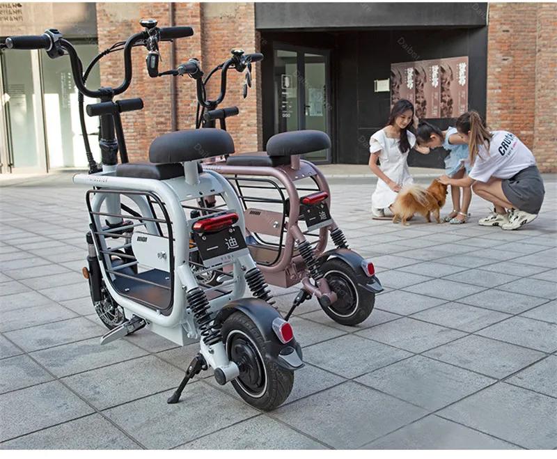 Mini vélo électrique rose pliable avec siège enfant, scooter de mobilité adulte à deux roues, panier pour animal de compagnie, 11 pouces, 400W, 48V