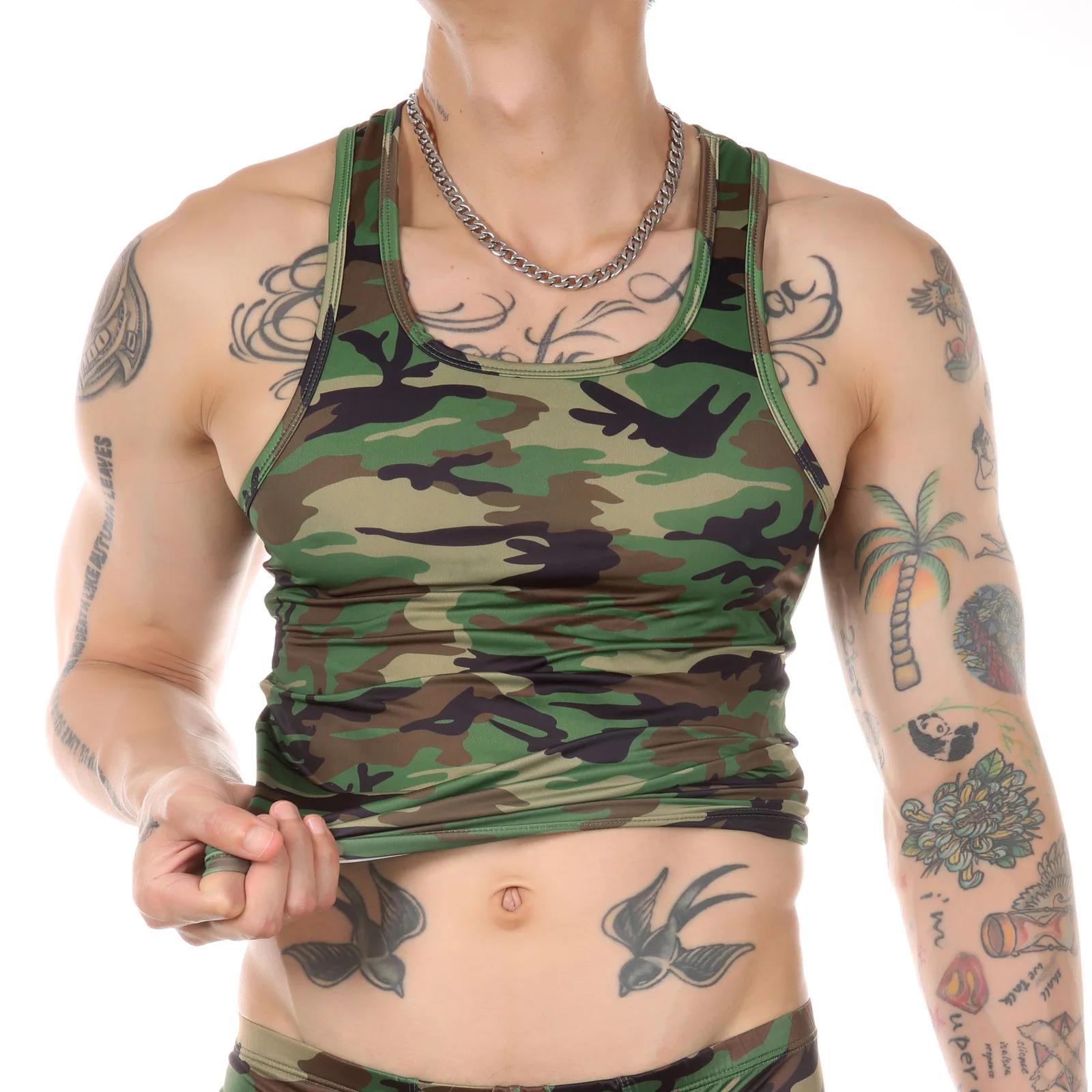 Hommes gilet musculaire chemise sans manches débardeur maillot de corps homme musculation gymnase Fitness vêtements Camouflage Singlet