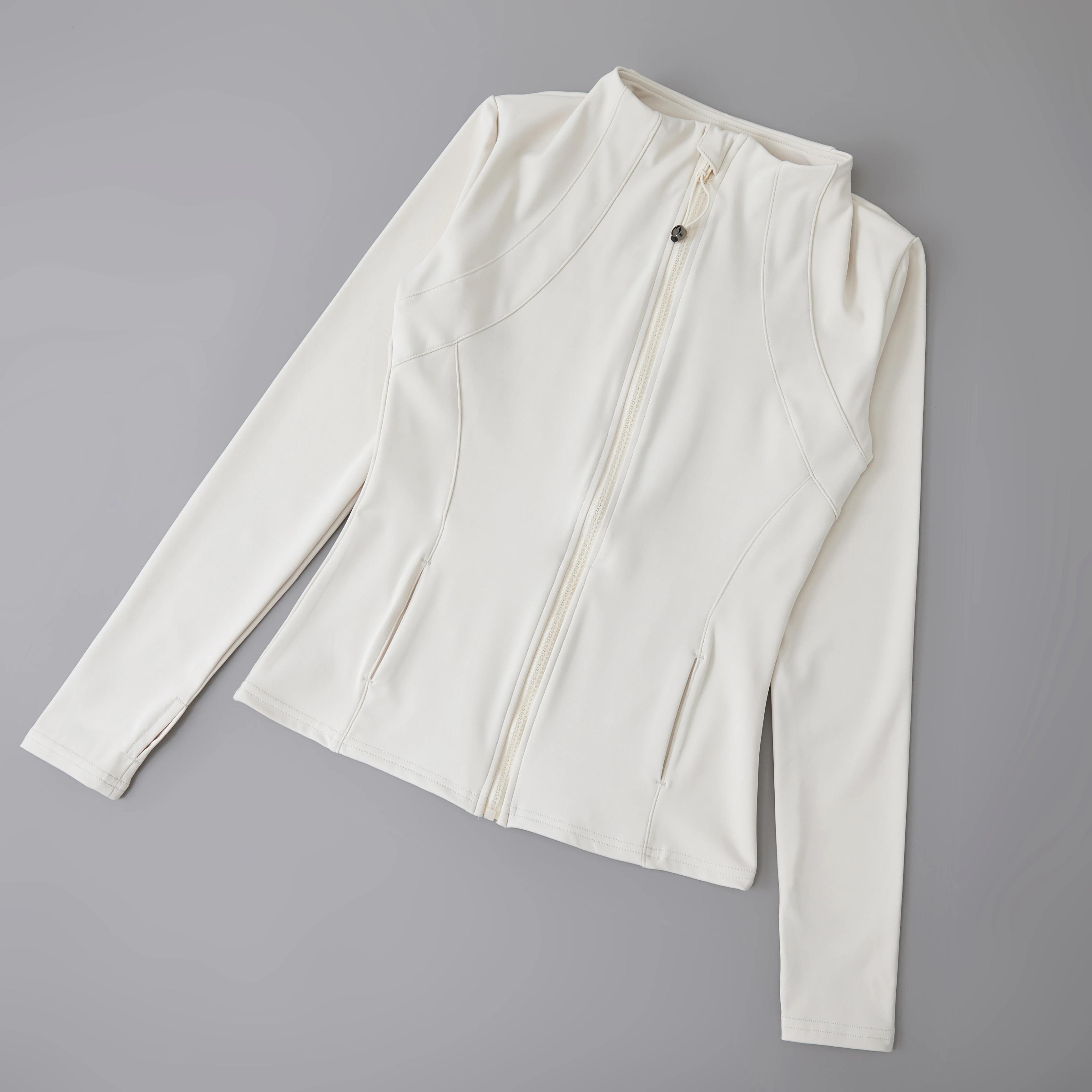 Veste de yoga pour femmes spandex avec fermeture éclair manches longues trou pour pouce design épuré et fonctionnel pour yoga méditation et activités sportives légères