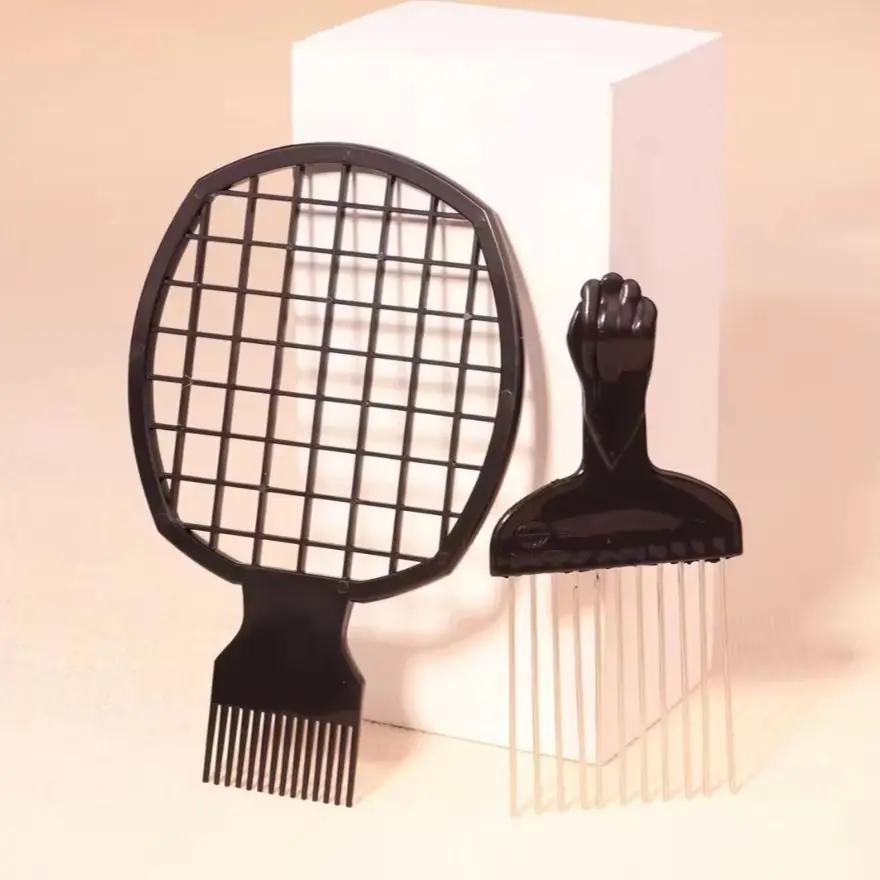 Ensemble de peignes à friser africains avec peigne à aiguilles en acier