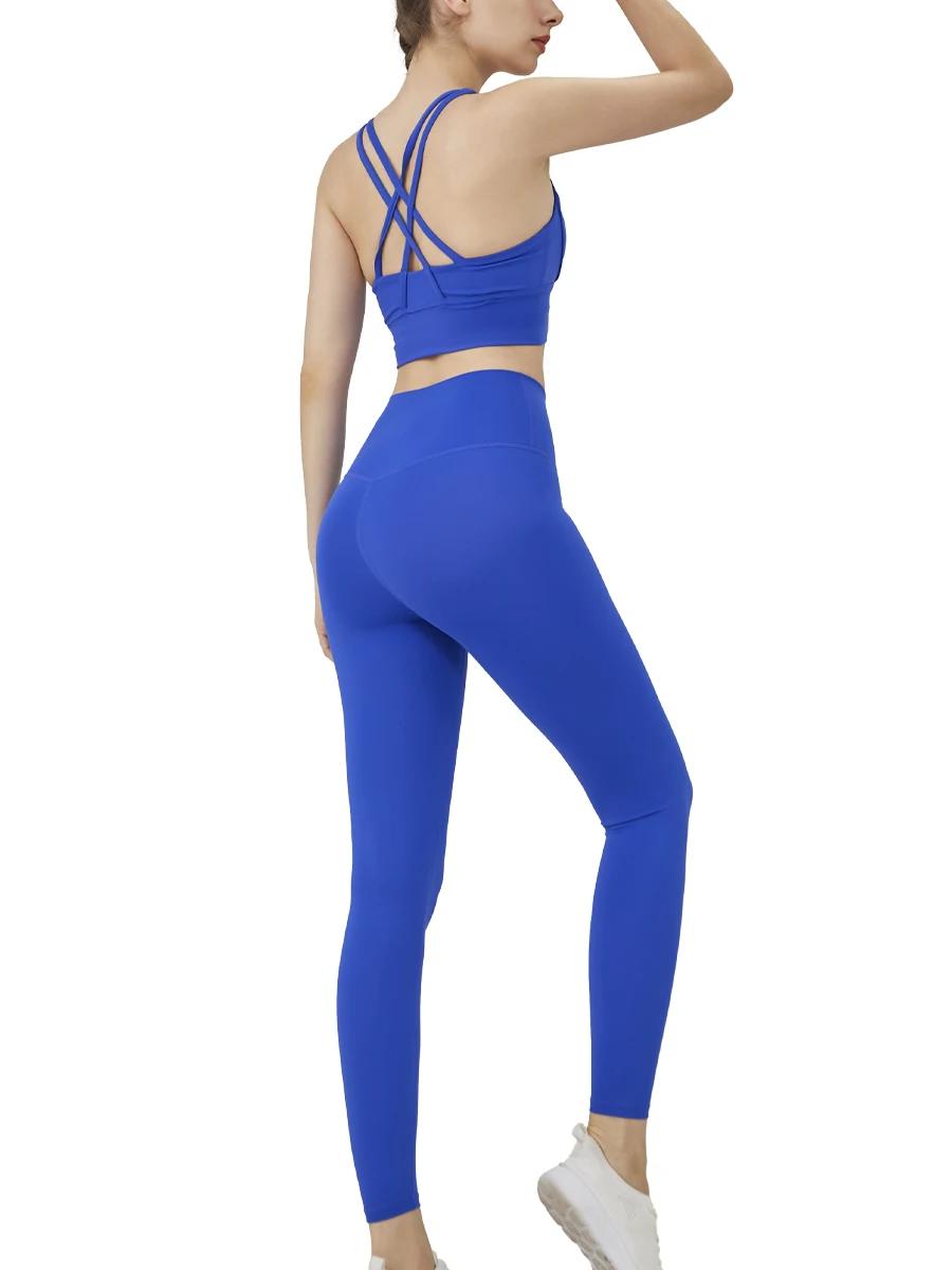 Costume de yoga 2 pièces pour femme avec soutien-gorge et leggings pour pilates et fitness