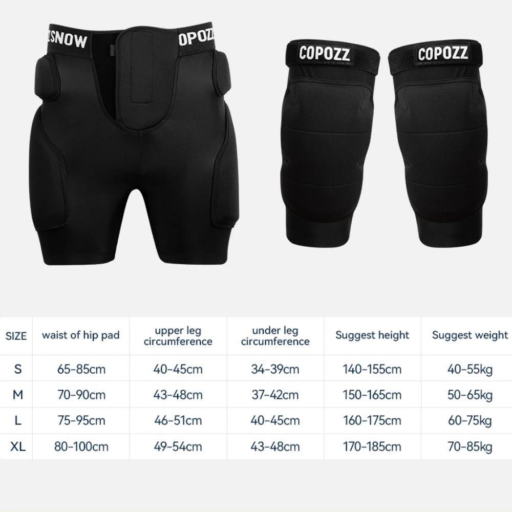 COPOZZ protection genouillères ski patinage - Short rembourré hanches S-XL sports d'hiver