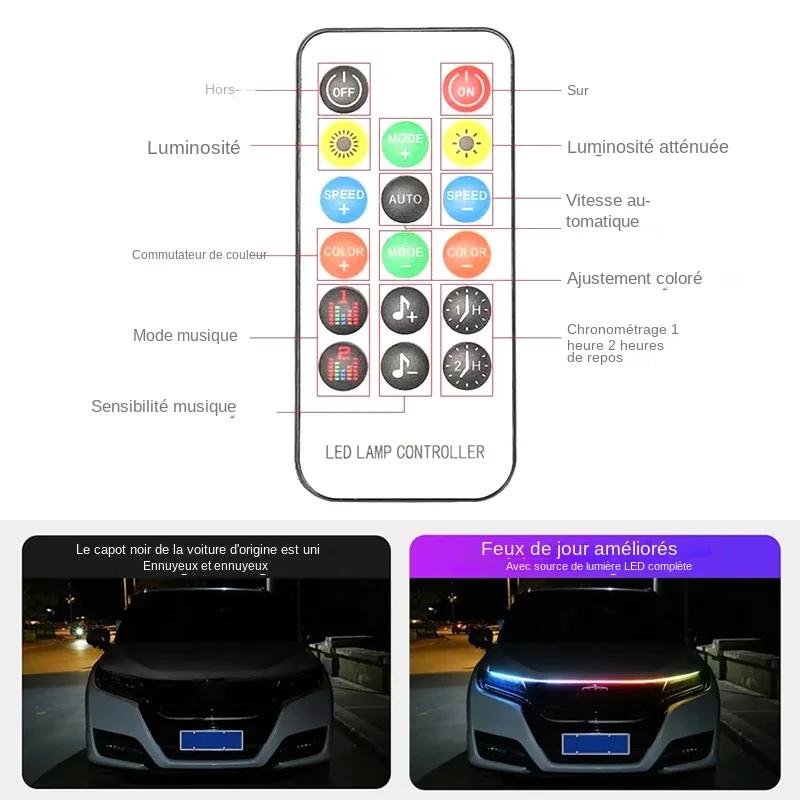 SEAMETAL12V Led feux de capot de voiture bande de phare Flexible lampes d'ambiance multicolores