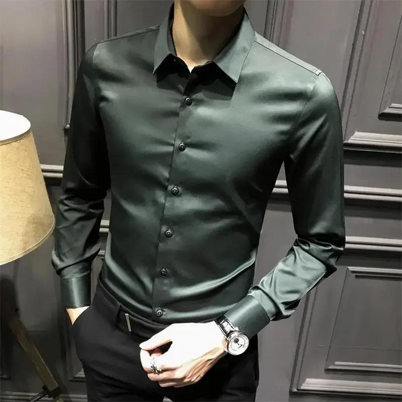 Chemise et chemisier à manches longues pour hommes, haut pour hommes d'affaires, uni avec imprimé, blanc, hipster élégant, vêtements bon marché, marque I, injDesigner