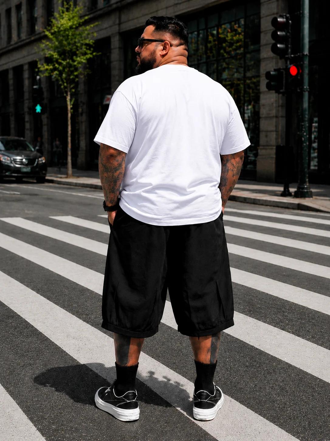 Shorts de travail pour hommes grande taille avec grandes poches inclinées, style confortable et tendance pour un usage quotidien, vêtements polyvalents pour hommes