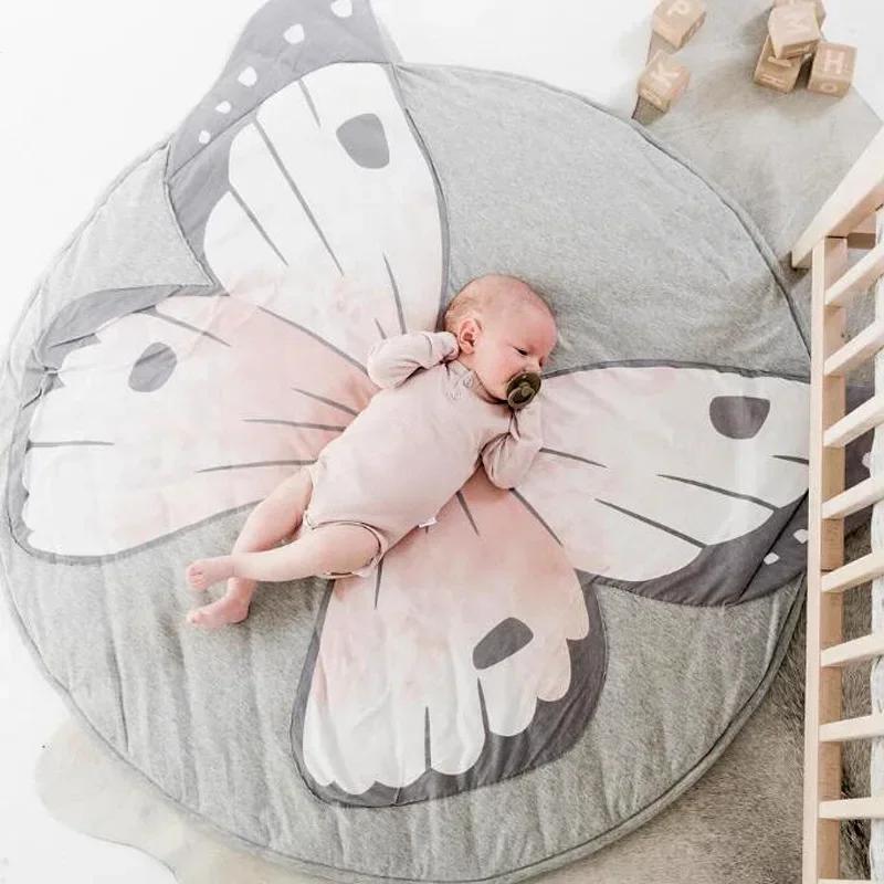 Tapis pour bébé, couverture de ramper pour nourrissons, tapis de jeu en coton, tapis rond à motif d'animaux de dessin animé, tapis de sol pour chambre d'enfant, accessoires de photographie pour nouvea