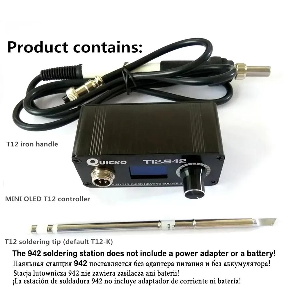 T12-942 OLED MINI station de soudage fer à souder électronique numérique Version cc Portable sans alimentation QUICKO