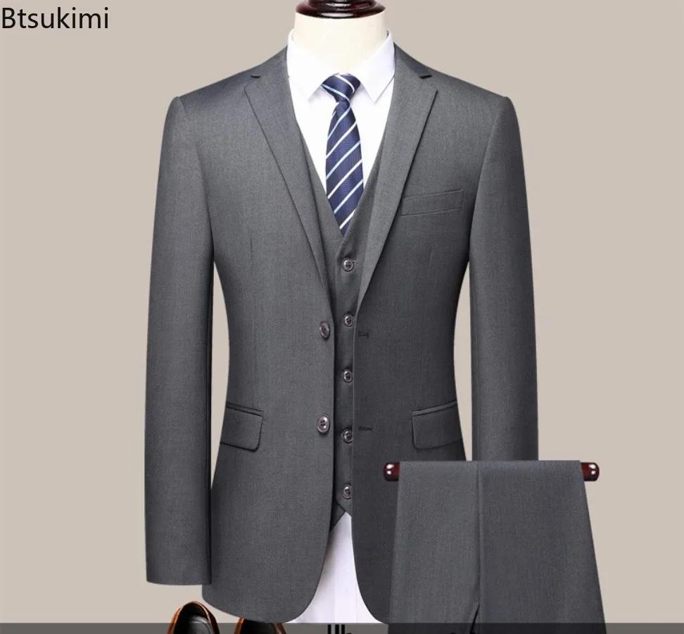 Costume d'affaires coupe cintrée pour hommes, grande taille S-6XL, vêtements formels de travail professionnel, robe de marié, ensembles deux pièces pour hommes