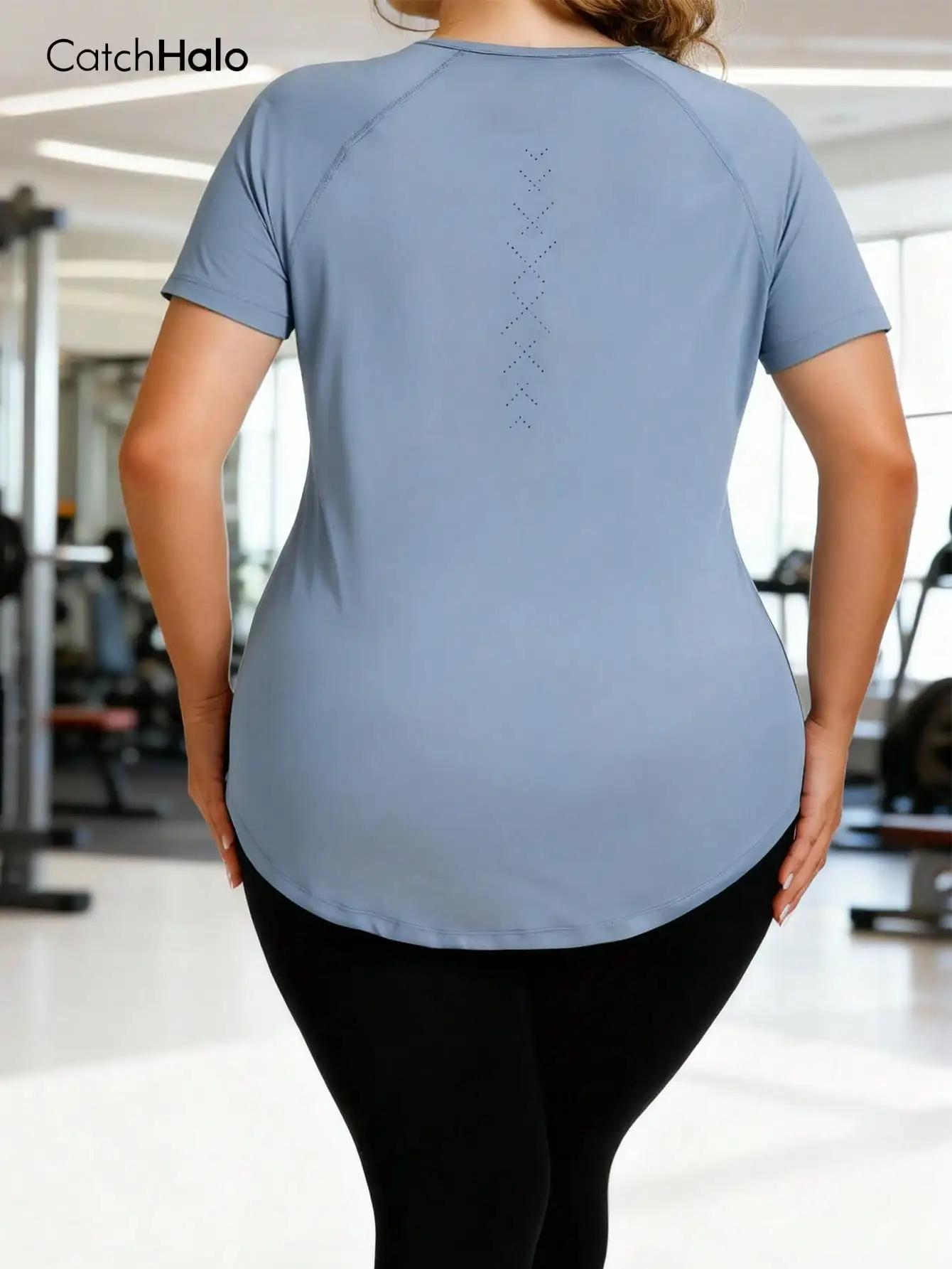 T-shirt de sport grande taille pour femme – Haut de gym à coupe décontractée