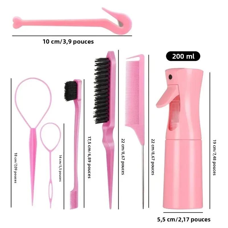 7 pièces/ensemble accessoires de beauté des cheveux poils queue de Rat bord peigne brosse à sourcils tresses