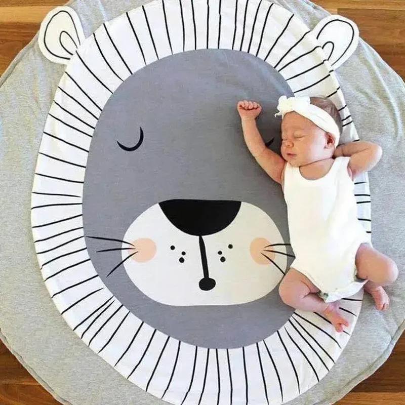 Tapis pour bébé, couverture de ramper pour nourrissons, tapis de jeu en coton, tapis rond à motif d'animaux de dessin animé, tapis de sol pour chambre d'enfant, accessoires de photographie pour nouvea