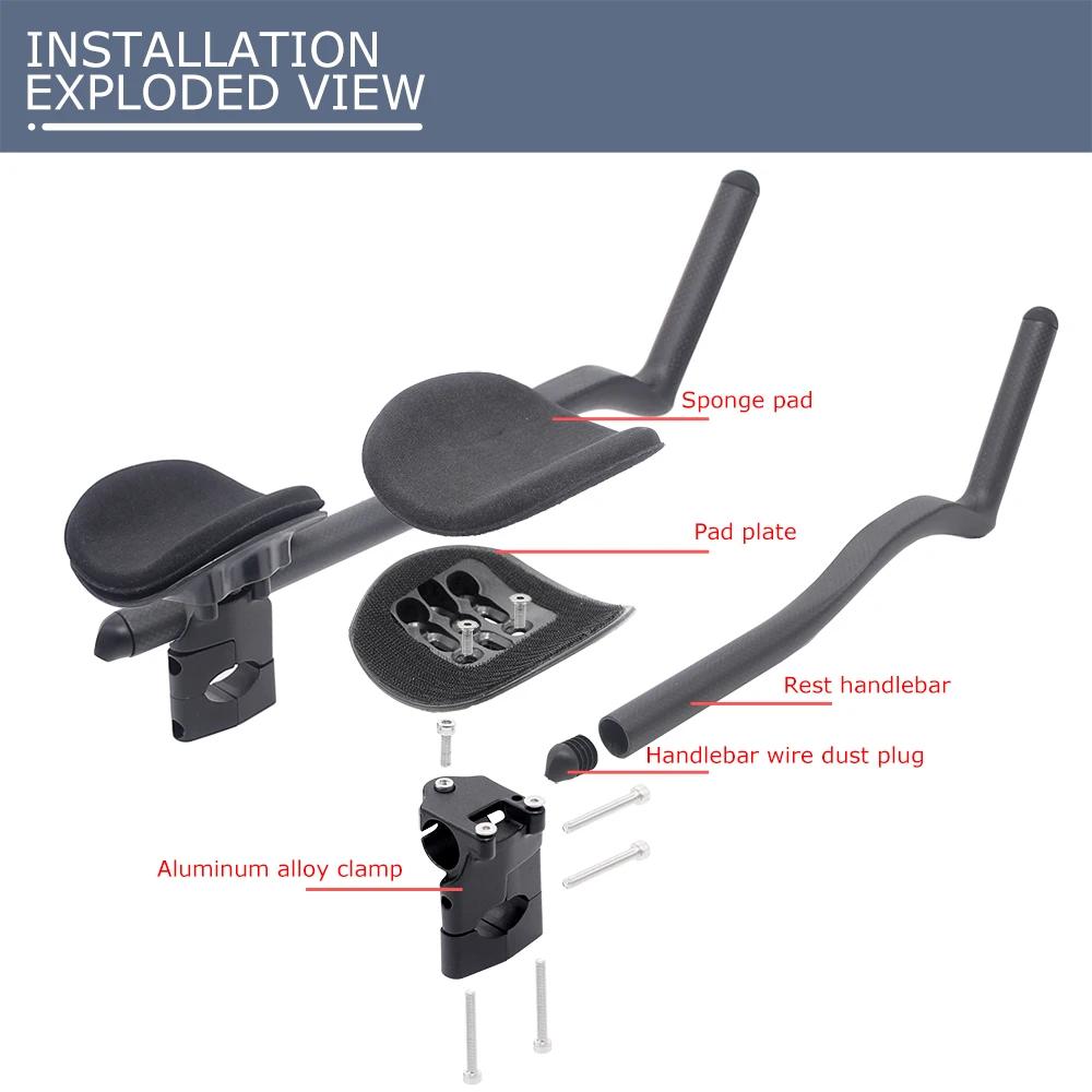 Corde LICYC-Guidon de vélo de route TriDuvet contre la montre, assistance de vélo entièrement en carbone 3K, rallonge de guidon aérodynamique avec clip, 35 °, 55 °