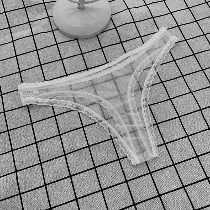 Sexy Transparent string culottes femmes dentelle voir à travers l'entrejambe maille bas Sexy sans couture taille basse t-pantalon sous-vêtements