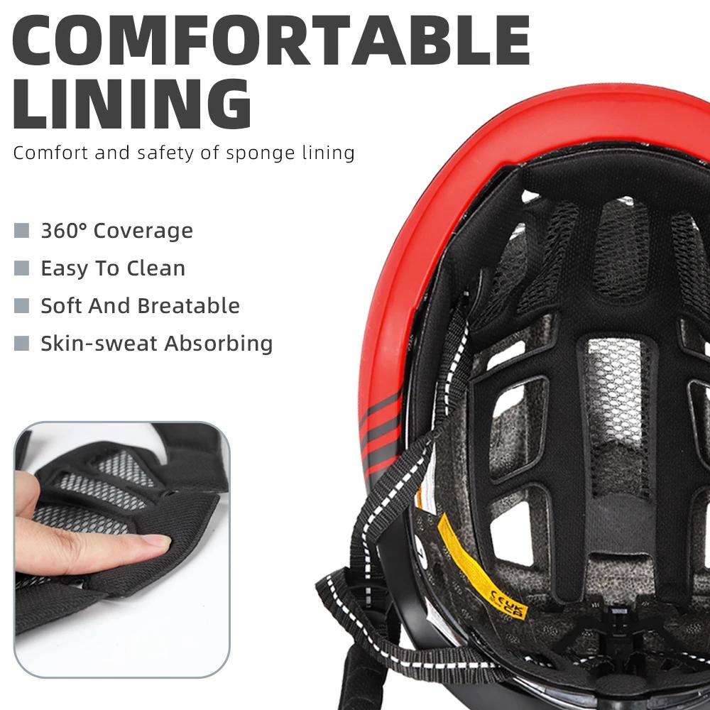 TGOAL-Casque de vélo avec feu arrière LED et pare-soleil pour homme et femme, pour cyclisme sur route et VTT