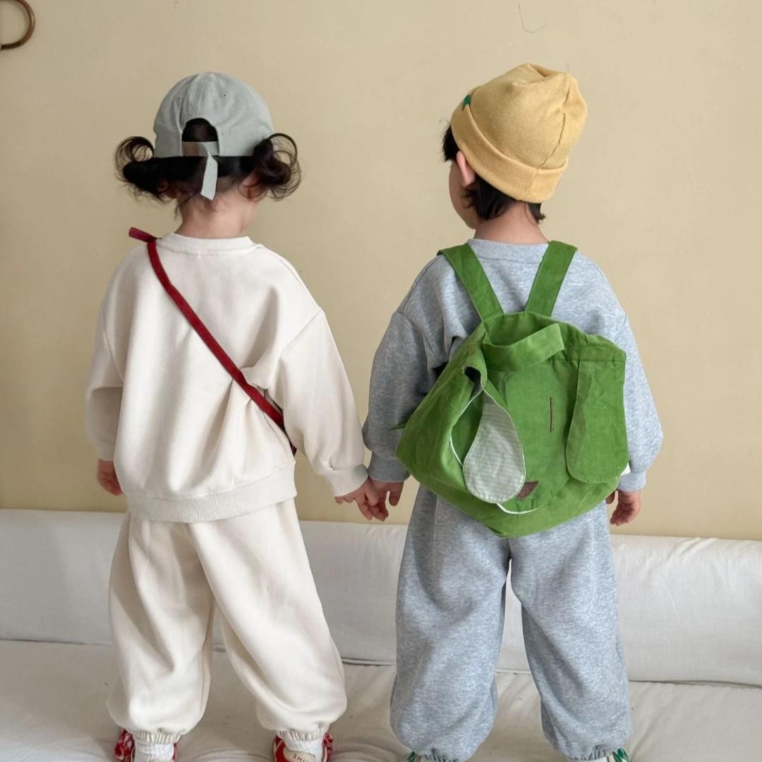 Nouvel ensemble de survêtement décontracté pour enfants 2026, manches longues, col rond, imprimé dessin animé, 2 pièces, pour garçons et filles