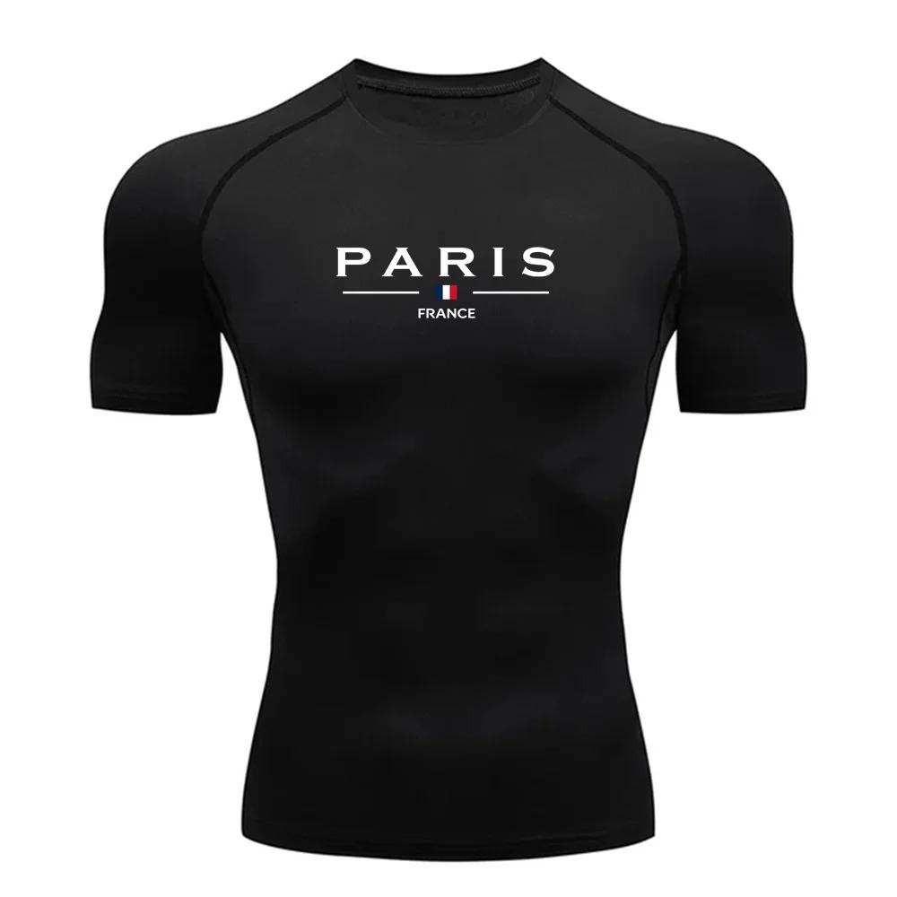 Vêtements de sport pour hommes, t-shirt de sport à manches courtes respirant et hautement élastique pour hommes, course à pied
