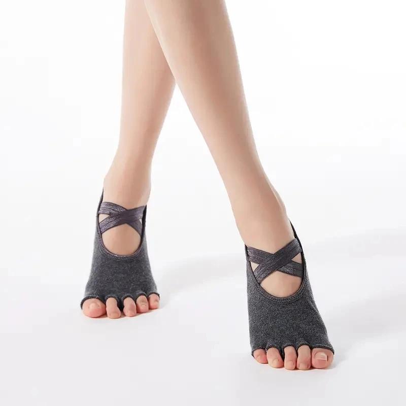Chaussettes de yoga cinq orteils femmes antidérapantes pour Pilates danse fitness yoga et exercices à domicile