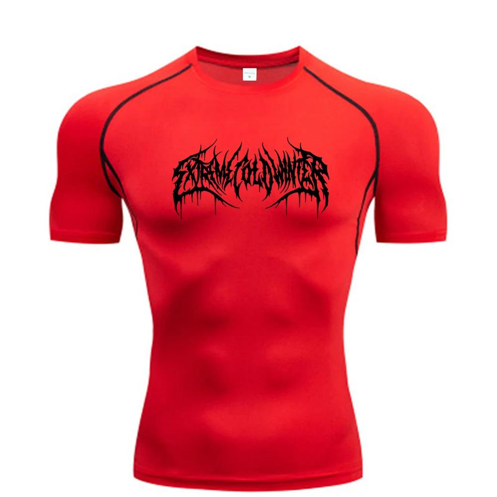 Sweat-shirt compression été manches courtes pour hommes - T-shirt fitness séchage rapide S-3XL