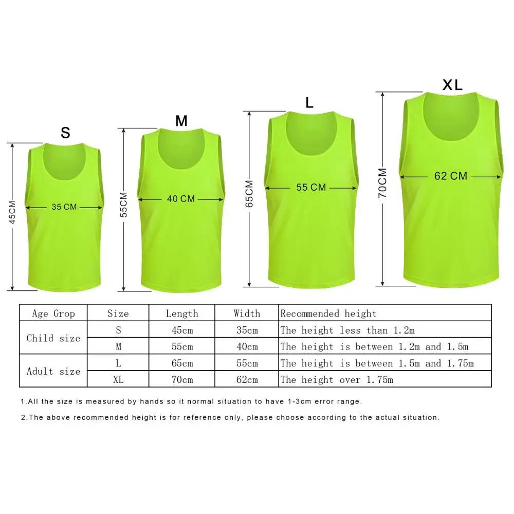 12 pièces enfants adultes Football Pinnies séchage rapide maillots