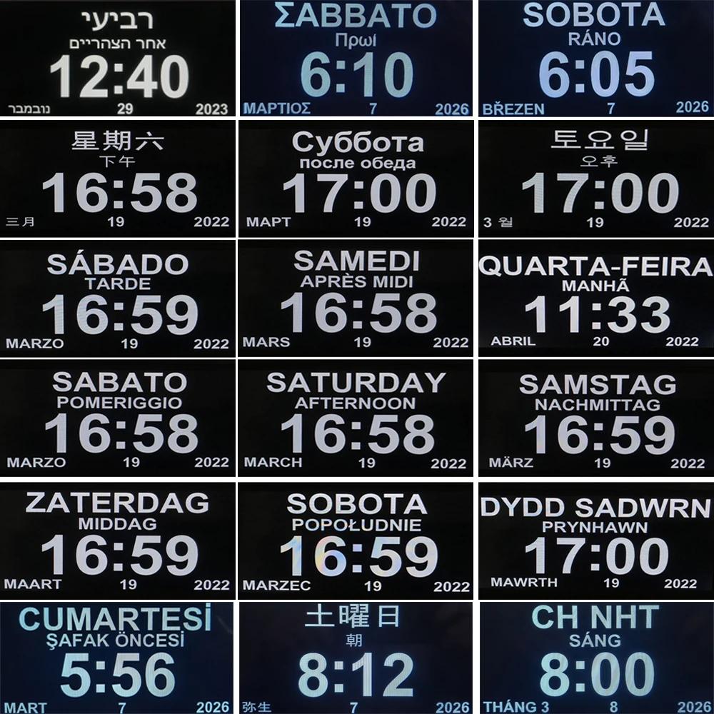 Horloge de calendrier LED avec 12 groupes d'horloges d'alarme réglables. Idéal pour les personnes âgées