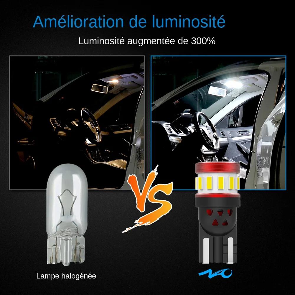 NAO W5W T10 LED lumières 5W5 Ultra lumineux Anti-erreur CANBUS Auto lampe 12V puce voiture intérieur plaques d'immatricu