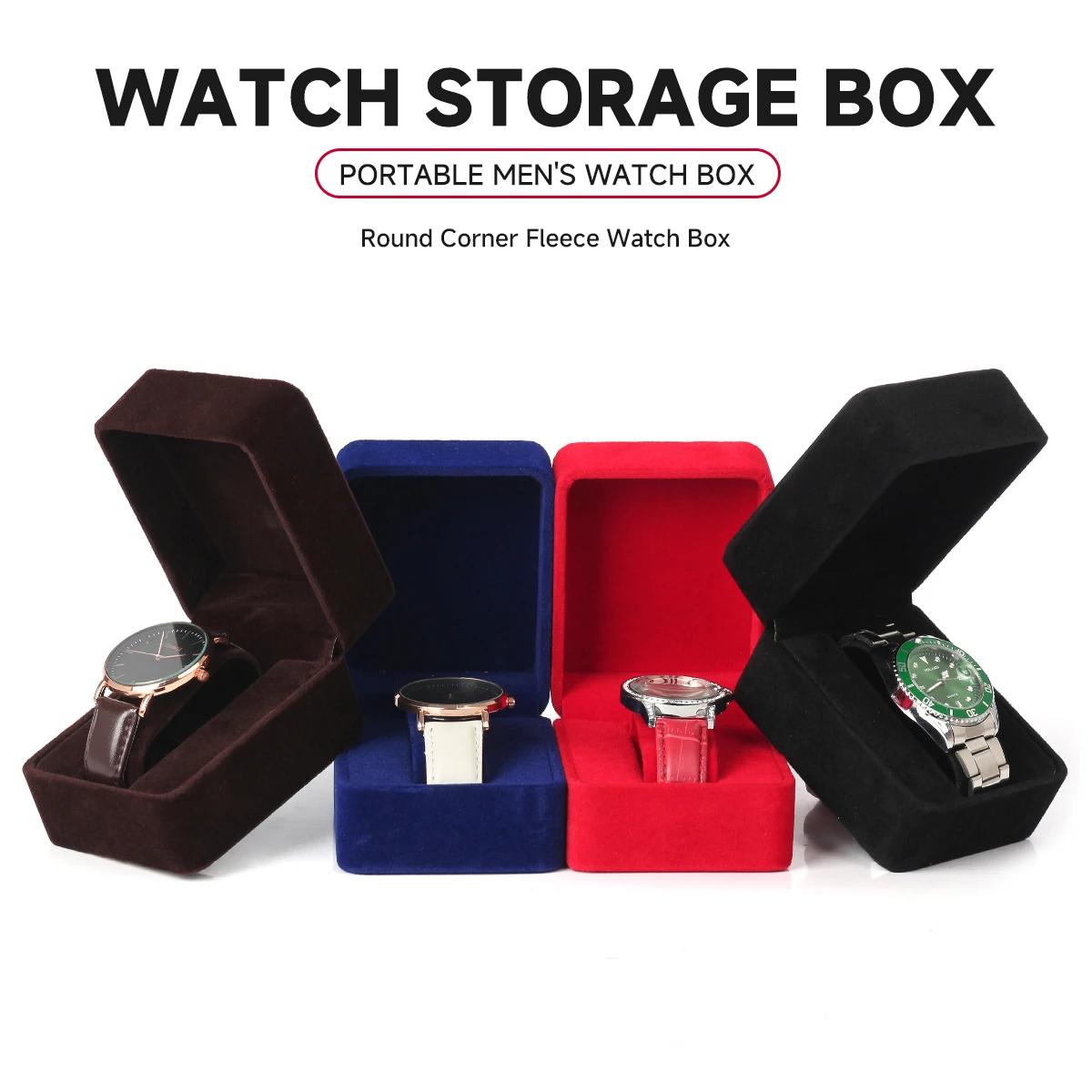 Boîte de montre en velours à coins ronds pour montre connectée, mallette de rangement d'horloge, accessoires de bijoux, boîtes d'emballage d'affaires